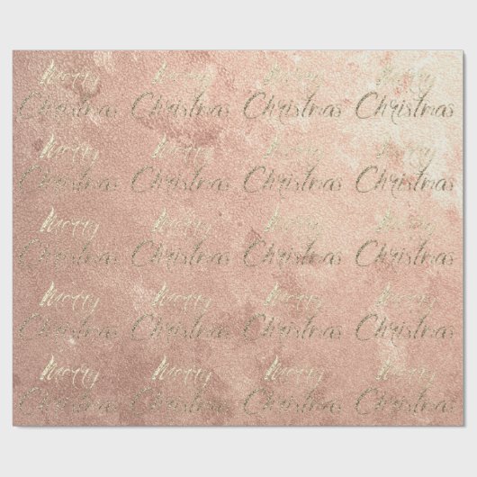 Vrolijk kerstroze roze roze goudkleurige peach fau cadeaupapier (Vlak)