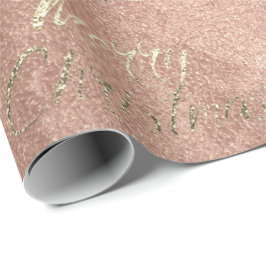 Vrolijk kerstroze roze roze goudkleurige peach fau cadeaupapier