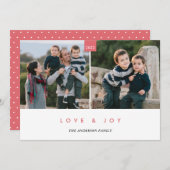 Vrolijk kerstroze, stijlvolle, minimale 2 foto feestdagenkaart (Voorkant / Achterkant)