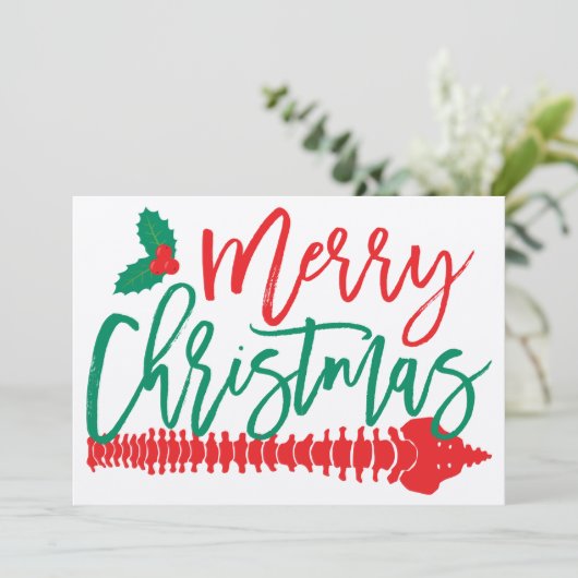 Vrolijk kerstruggengraat Holly Chiropractic Flat C Kaart (Staand voorkant)