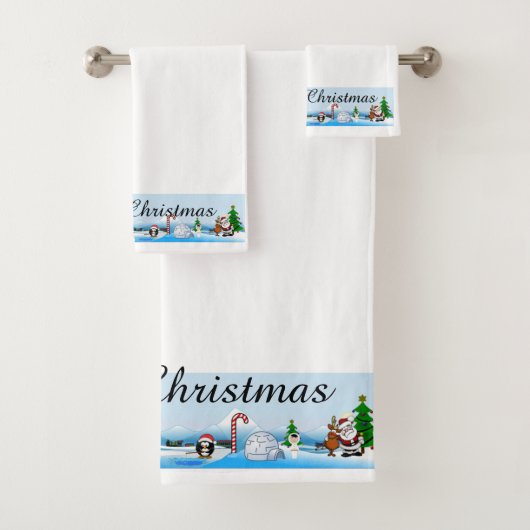 Vrolijk kerstscène op de set handdoeken (Insitu)