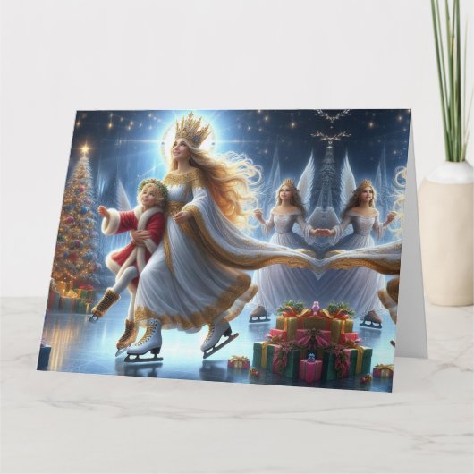 Vrolijk kerstschaatsen kaart (Voorkant)