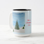 Vrolijk kerstschilderij Gepersonaliseerde koffie M Tweekleurige Koffiemok (Voorkant links)