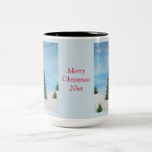 Vrolijk kerstschilderij Gepersonaliseerde koffie M Tweekleurige Koffiemok (Center)