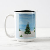 Vrolijk kerstschilderij Gepersonaliseerde koffie M Tweekleurige Koffiemok (Links)