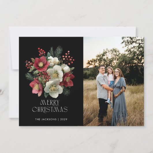 Vrolijk kerstschilderij Helleborus Holiday Design Feestdagenkaart (Voorkant)