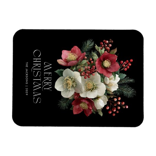 Vrolijk kerstschilderij Helleborus Holiday Design Magneet (Horizontaal)