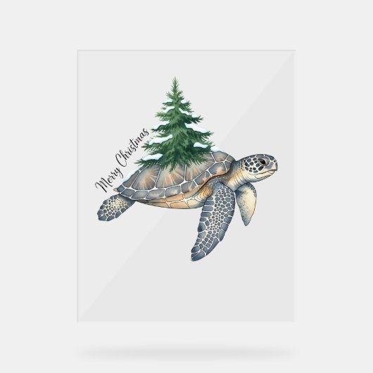 Vrolijk kerstschildpad Zee Acryl Bord (Voorkant)