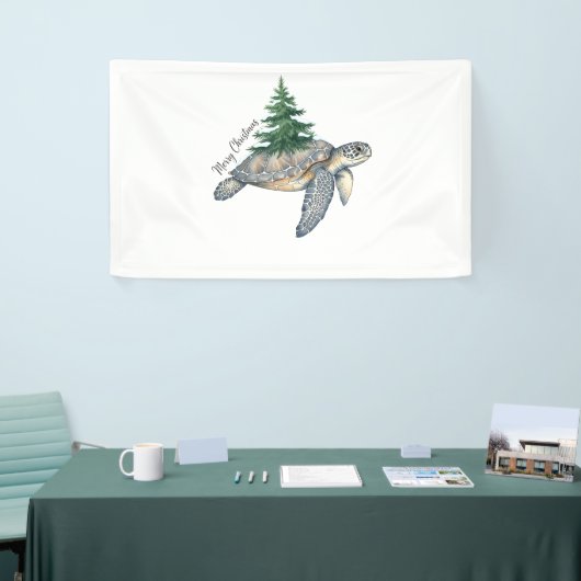 Vrolijk kerstschildpad Zee Spandoek (Beurs)