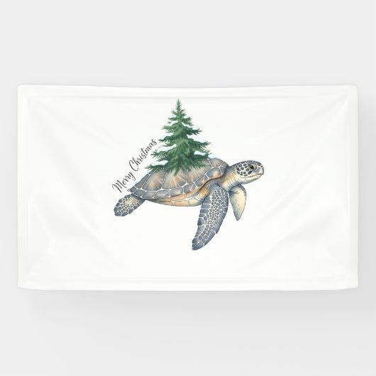 Vrolijk kerstschildpad Zee Spandoek (Horizontaal)