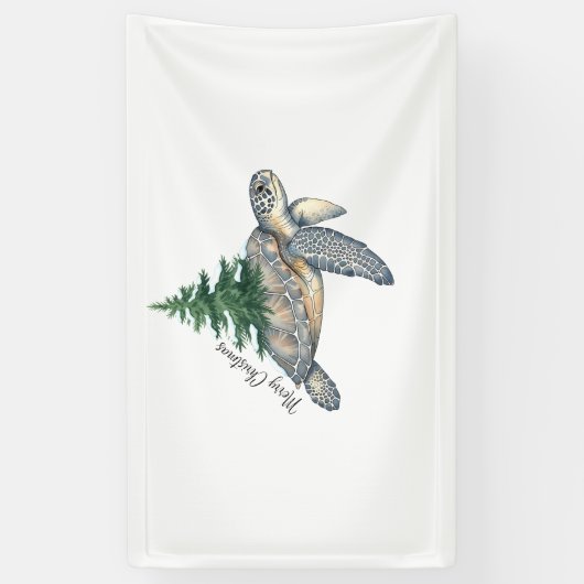 Vrolijk kerstschildpad Zee Spandoek (Verticaal)