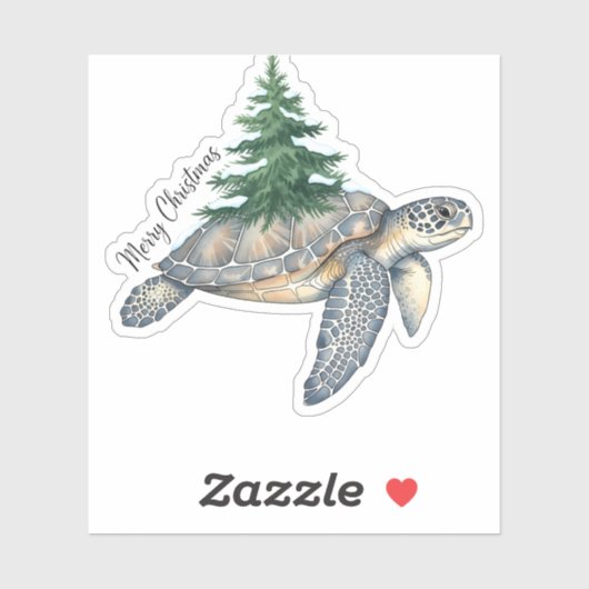 Vrolijk kerstschildpad Zee Sticker (Vel)