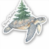 Vrolijk kerstschildpad Zee Sticker (Voorkant)