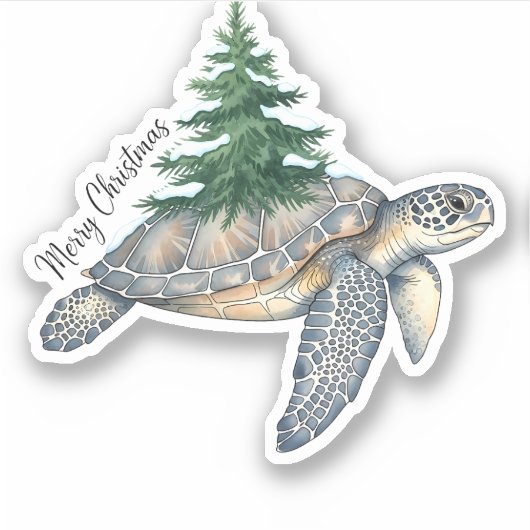 Vrolijk kerstschildpad Zee Sticker (Voorkant)