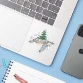 Vrolijk kerstschildpad Zee Sticker (Laptop met iPhone)