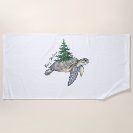 Vrolijk kerstschildpad Zee Strandlaken (Voorkant)