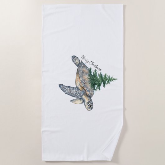 Vrolijk kerstschildpad Zee Strandlaken (Voorkant)