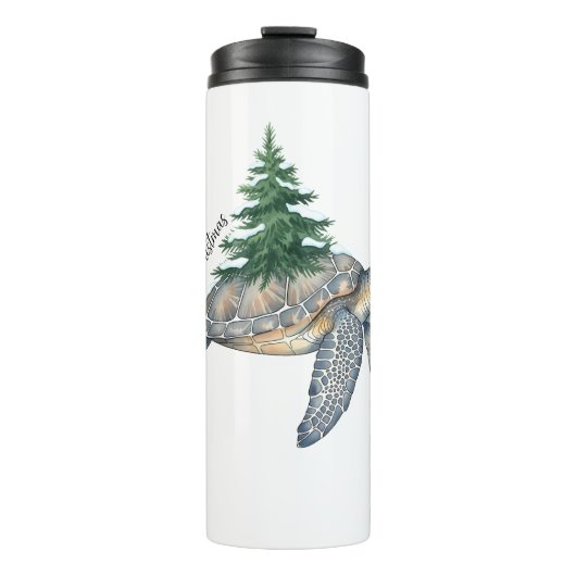 Vrolijk kerstschildpad Zee Thermosbeker (Voorkant)