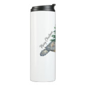 Vrolijk kerstschildpad Zee Thermosbeker (Gedraaid links)