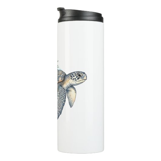 Vrolijk kerstschildpad Zee Thermosbeker (Geroteerd rechts)