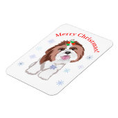 Vrolijk kerstschip Tzu met Snowflake Dog Magneet (Linkerzijde)