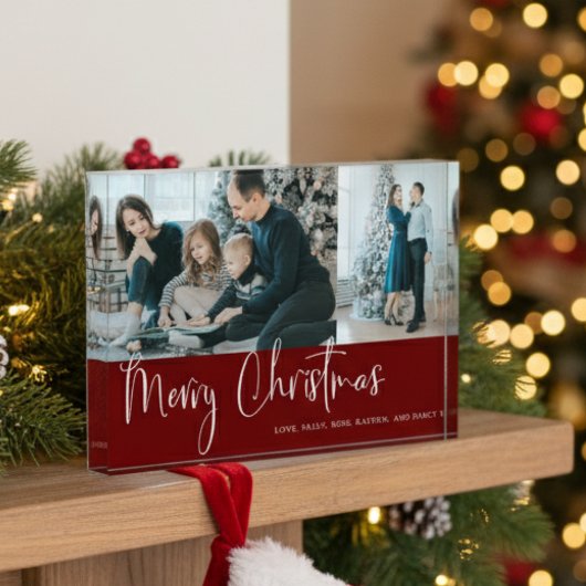 Vrolijk kerstscript 2 Foto Collage Holiday Red