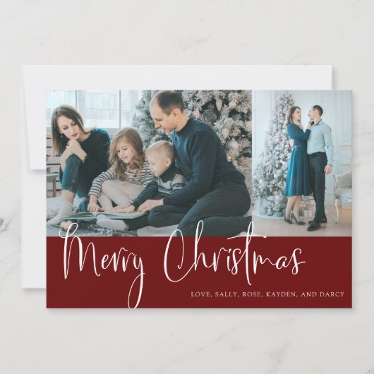 Vrolijk kerstscript 2 Foto Collage Holiday Red (Voorkant)