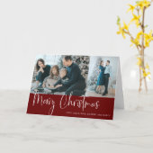 Vrolijk kerstscript 2 Foto Collage Holiday Red Kaart (Gele Bloem)