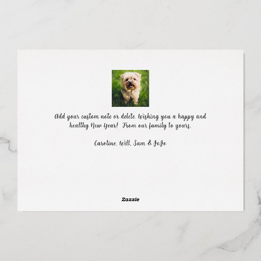 Vrolijk kerstscript 2 foto's Gold Folie Uitnodiging (Achterkant)