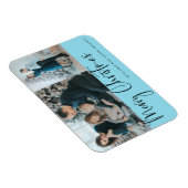 Vrolijk kerstscript 2 Fotovakantieblauw Magneet (Rechterzijde)