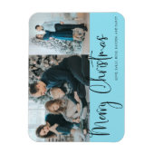Vrolijk kerstscript 2 Fotovakantieblauw Magneet (Verticaal)