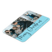 Vrolijk kerstscript 2 Fotovakantieblauw Magneet (Linkerzijde)