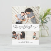 Vrolijk kerstscript 3 Collage Multi-Photo Feestdagenkaart (Staand voorkant)