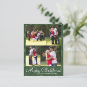 Vrolijk Kerstscript 4 Foto Green Christmas Briefkaart (Staand voorkant)