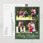 Vrolijk Kerstscript 4 Foto Green Christmas Briefkaart (Voorkant / Achterkant)