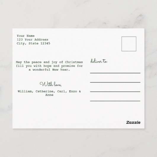 Vrolijk Kerstscript 4 Foto Green Christmas Briefkaart (Achterkant)