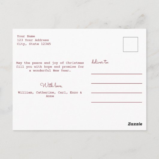 Vrolijk Kerstscript 4 Foto Red Holly Briefkaart (Achterkant)