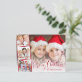 Vrolijk kerstscript 5 foto feestdagenkaart (Staand voorkant)