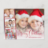 Vrolijk kerstscript 5 foto feestdagenkaart (Voorkant)