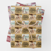 Vrolijk kerstscript 6 Foto Gold Red Roze Inpakpapier Vel