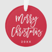 Vrolijk kerstscript aangepaste kleur acryl foto ornament (voorkant)