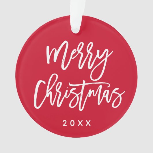 Vrolijk kerstscript aangepaste kleur acryl foto ornament (voorkant)