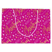 Vrolijk Kerstscript Aangepaste naam Pink Faux Gold Groot Cadeauzakje (Achterkant)