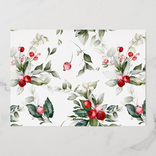 Vrolijk kerstscript Berry laat fotocollage Folie Feestdagenkaart (Achterkant)