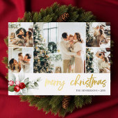 Vrolijk kerstscript Berry laat fotocollage Folie Feestdagenkaart