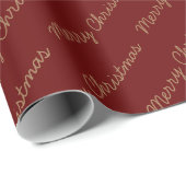 Vrolijk kerstscript Bourgogne en Gold Cadeaupapier (Rol Hoek)
