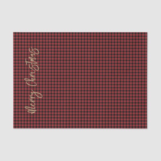 Vrolijk kerstscript Buffalo Plaid Rood Zwart Tissuepapier (Voorkant)
