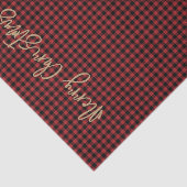 Vrolijk kerstscript Buffalo Plaid Rood Zwart Tissuepapier (Detail)