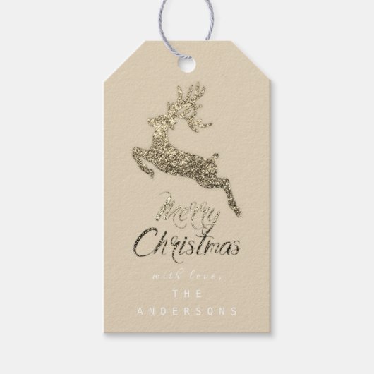 Vrolijk kerstscript cadeau aan Ivory Sepia Gold Cadeaulabel (Voorkant)