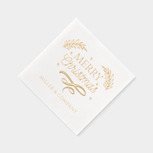 Vrolijk kerstscript Corporate Personalized Folie Servetten (Rechts)